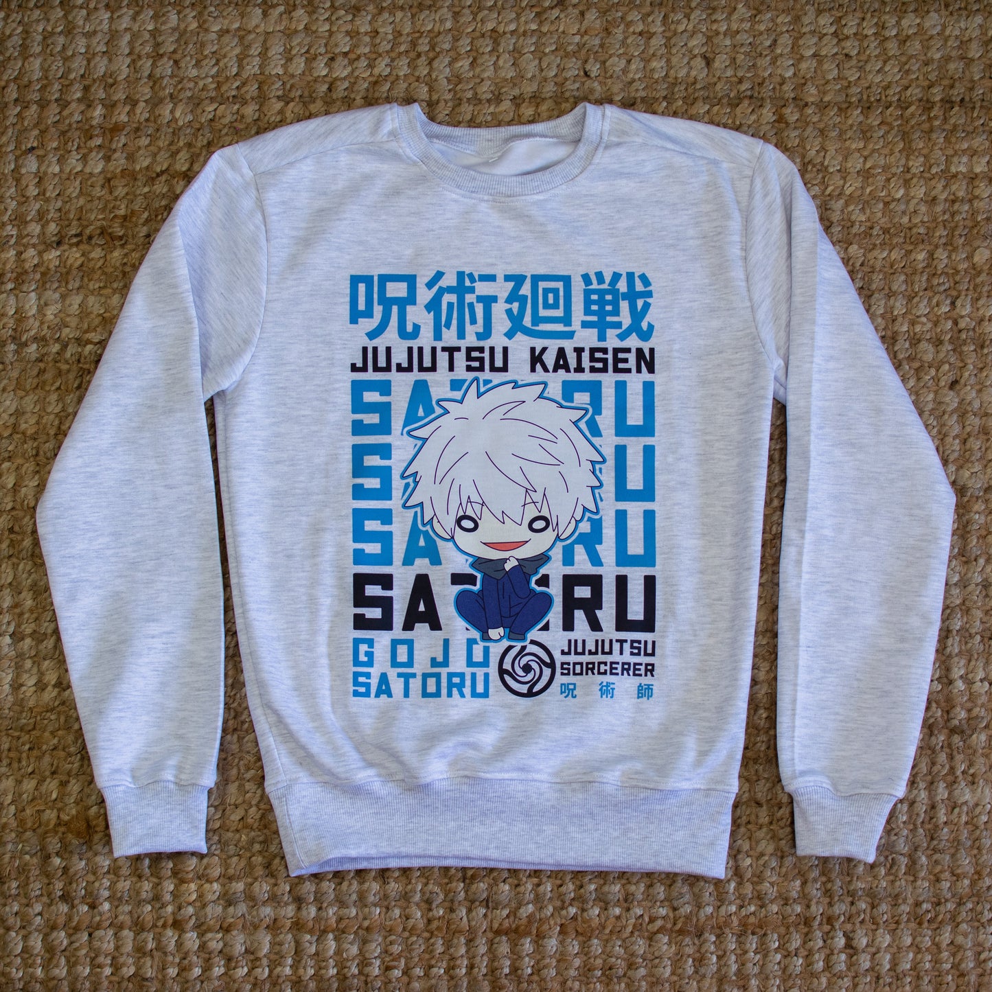 Gojo Satoru Whimsical Grey Mélange Crewneck