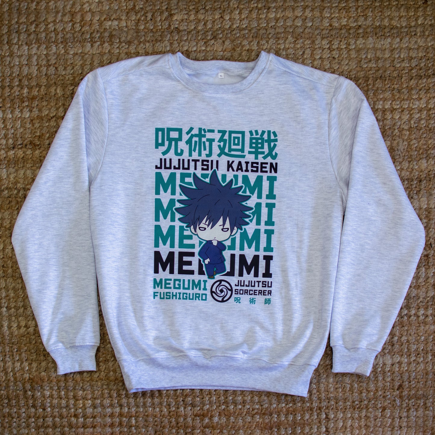 Megumi Fushiguro Grey Mélange Crewneck