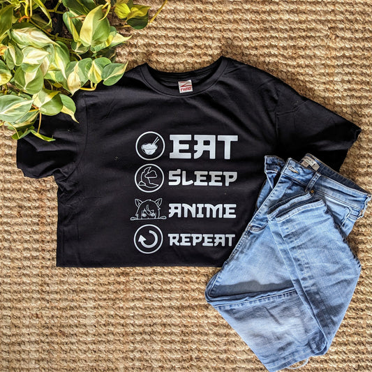 Anime Mantra Tee: Eat, Sleep, Repeat