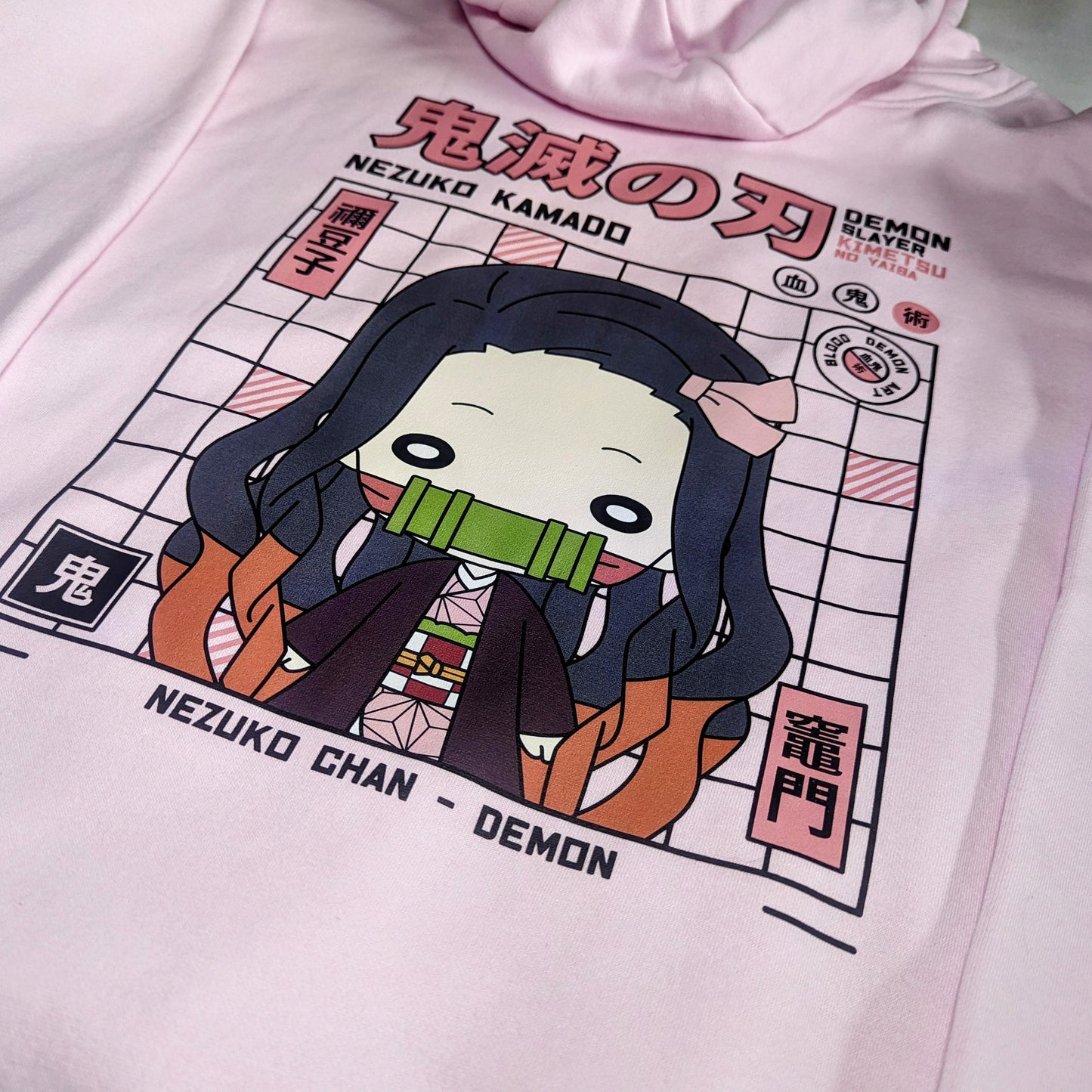 Pastel Nezuko Chibi Hoodie: Anime Charm in Pink